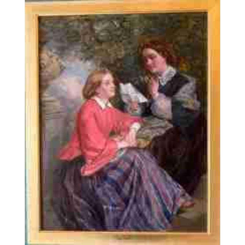 Scottish Oil Painting of Two Ladies Discussing Letter 'John Faed' For Sale