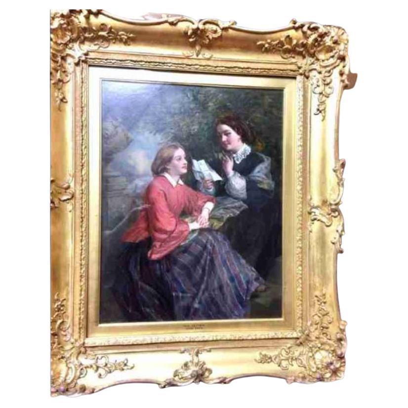 Oil Painting of Two Ladies Discussing Letter 'John Faed' For Sale