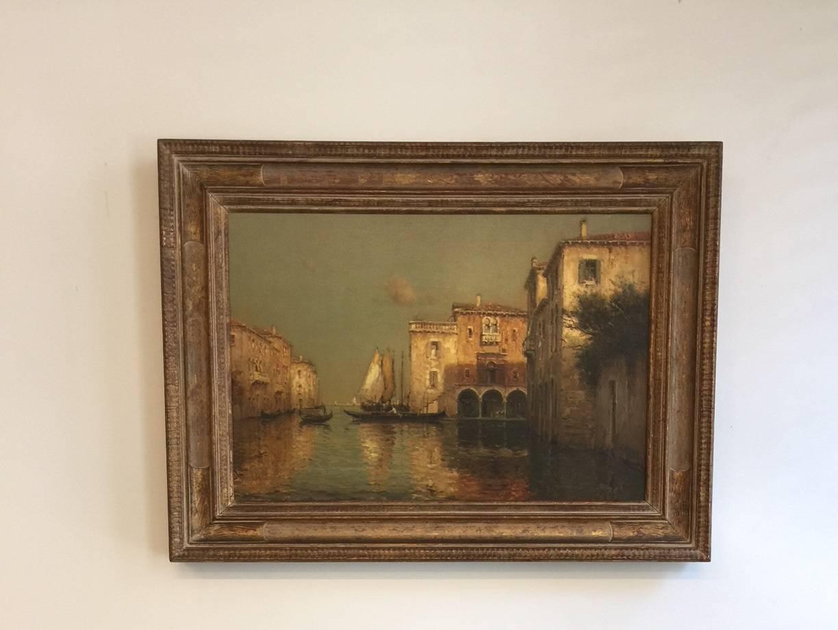 Painting of Venice by Antoine Bouvard, original frame, circa 1930s
Oil on canvas 15