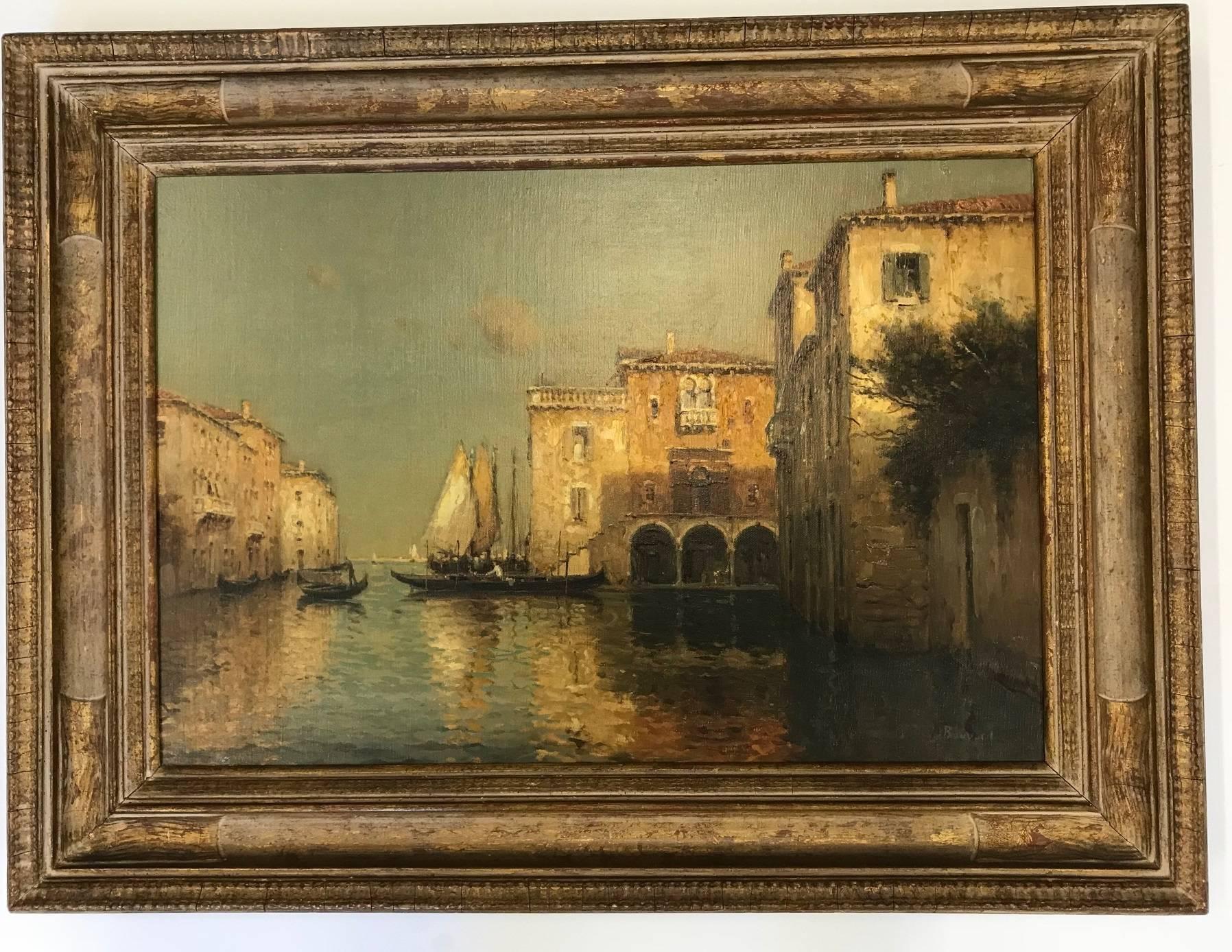 Other Oil Painting of Venice by Antoine Bouvard, circa 1930s For Sale
