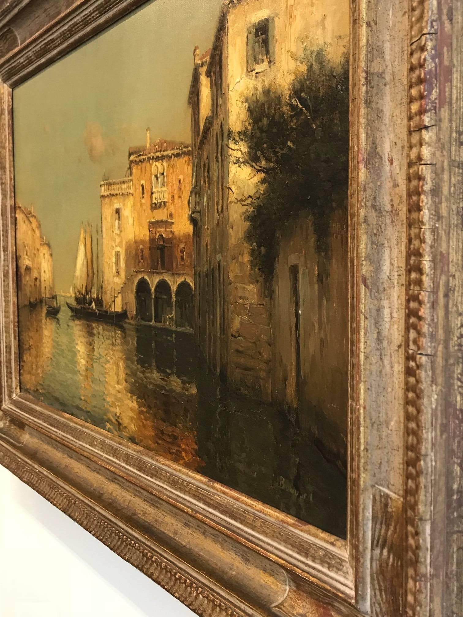 Oil Painting of Venice by Antoine Bouvard, circa 1930s For Sale 1