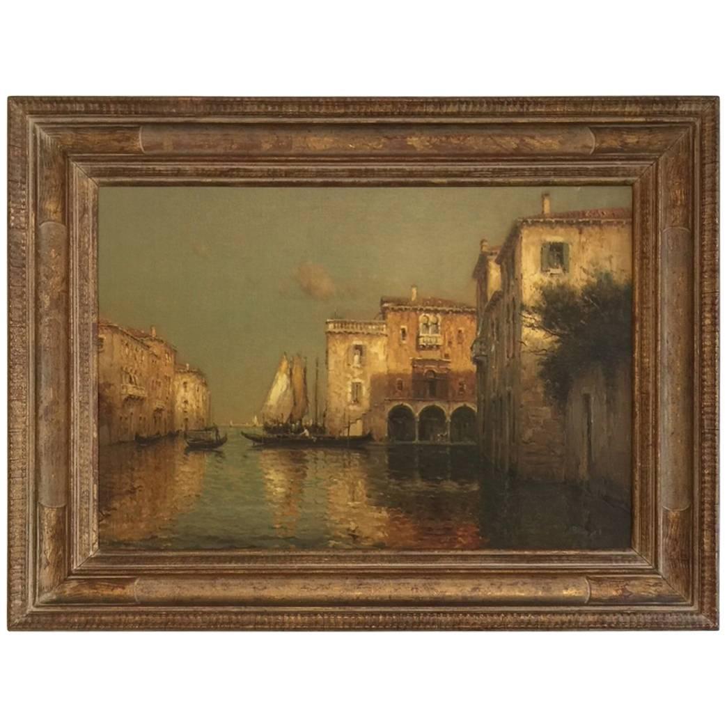 Oil Painting of Venice by Antoine Bouvard, circa 1930s For Sale