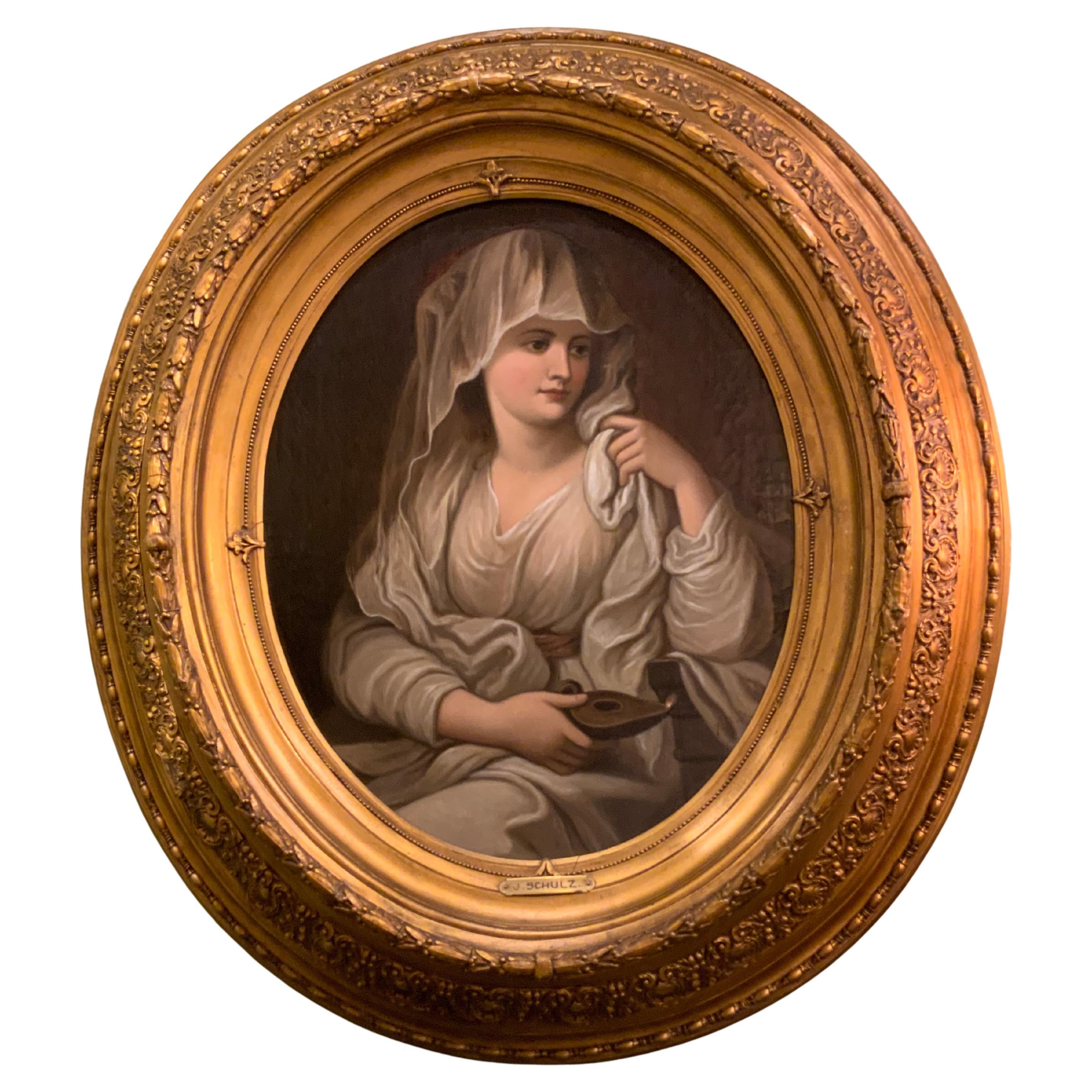 Oil painting of Vestal Virgin by J. schultz