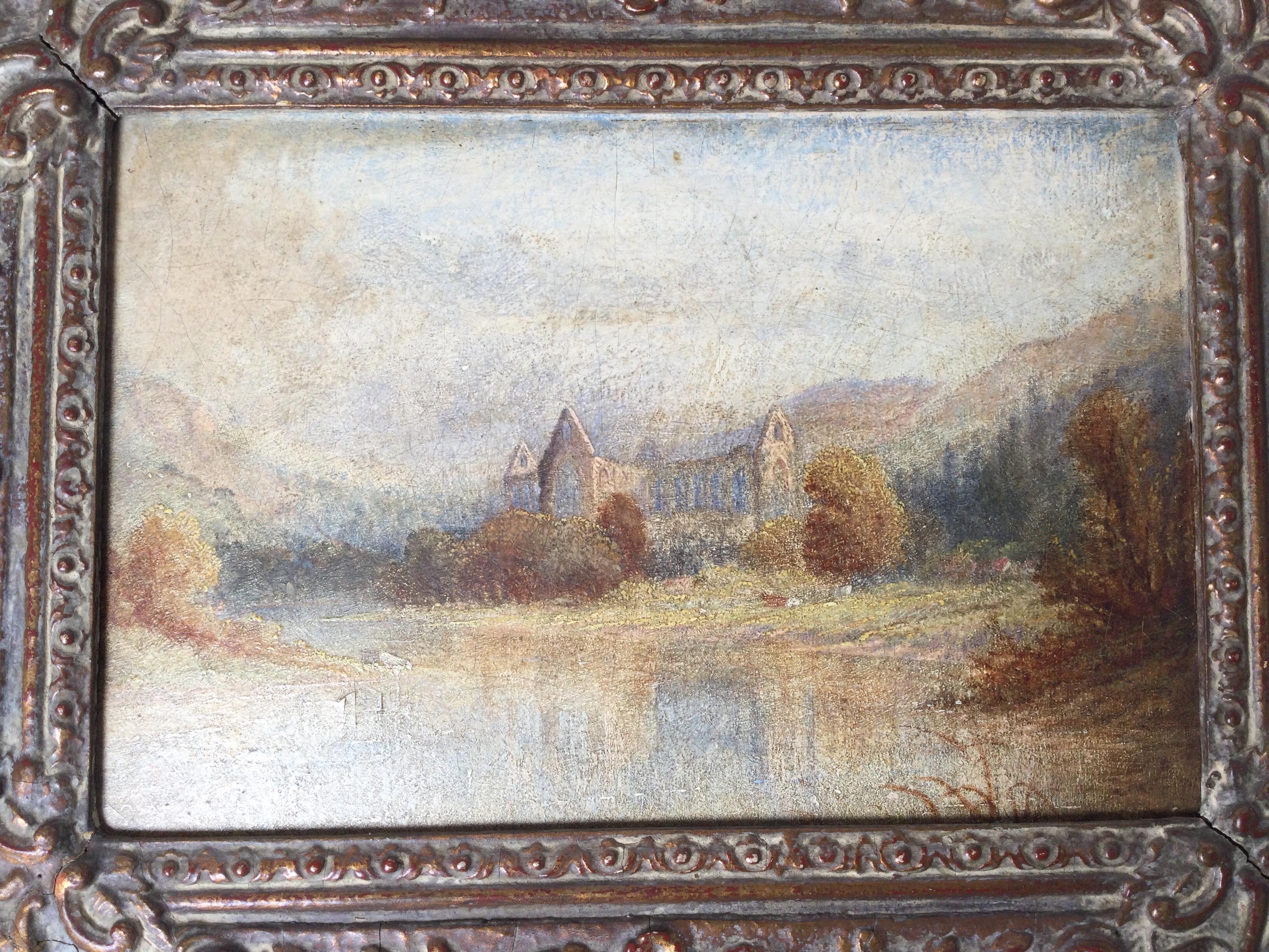 Oil Painting on Board Impressionist Style of an Abandoned European Church For Sale 2