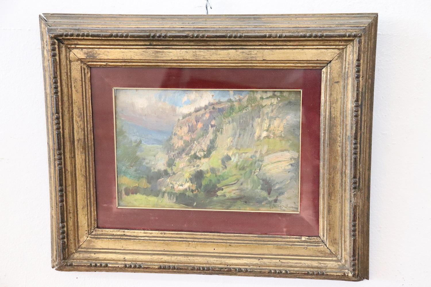 Peinture à l'huile sur panneau - Paysage italien au crépuscule par Vittorio Cavalleri, années 1920 Bon état - En vente à Casale Monferrato, IT