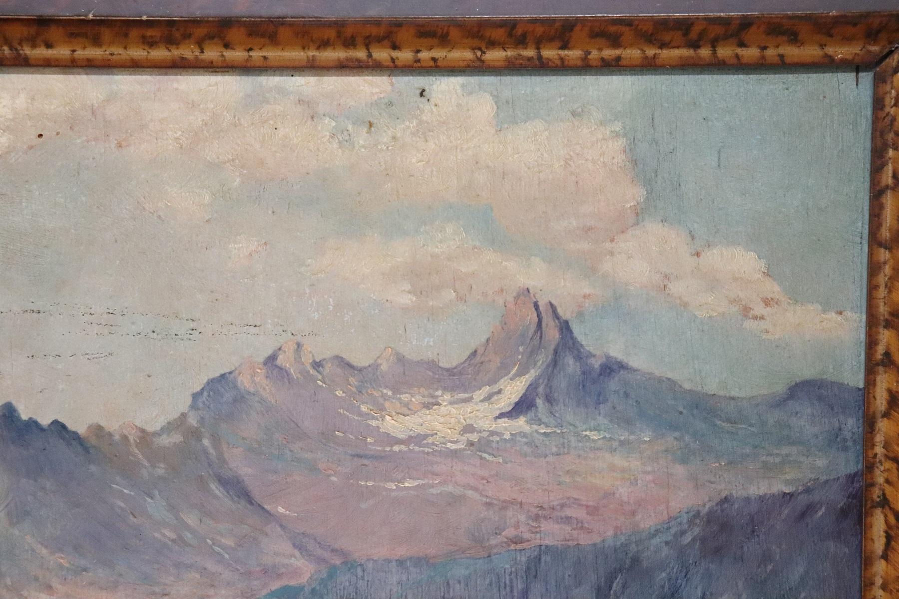 Mid-20th Century Oil Painting on Board Italian Mountain Landscape by Cino Bozzetti, 1937s For Sale