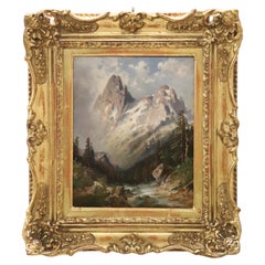 Oil Painting on Board, Mountain Landscape Dated 1972