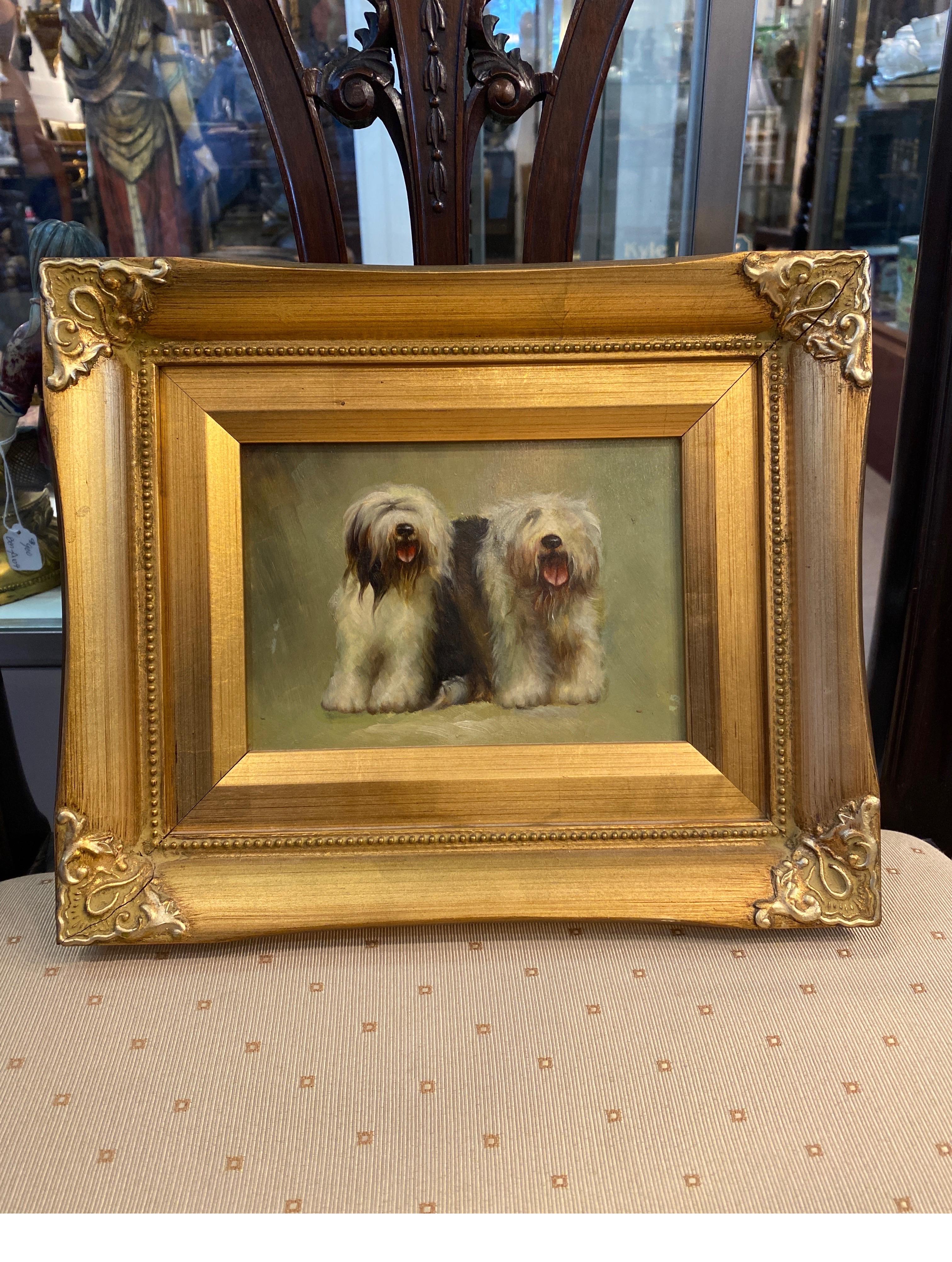 Original Oil Painting on Board of English Sheep Dogs In Good Condition In Lambertville, NJ