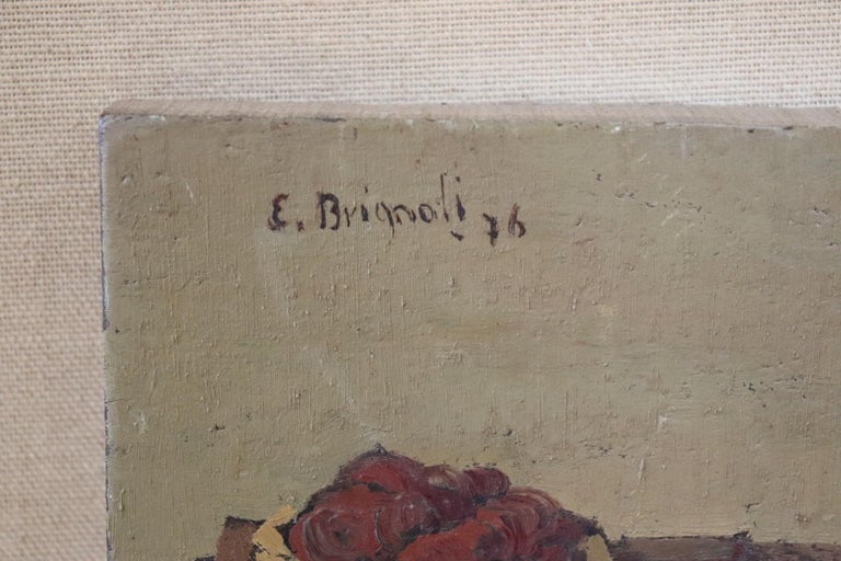 Wood Oil Painting on Board, Signed and Dated 1976s For Sale