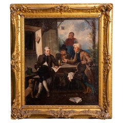 Oil painting on canvas, business negotiation
