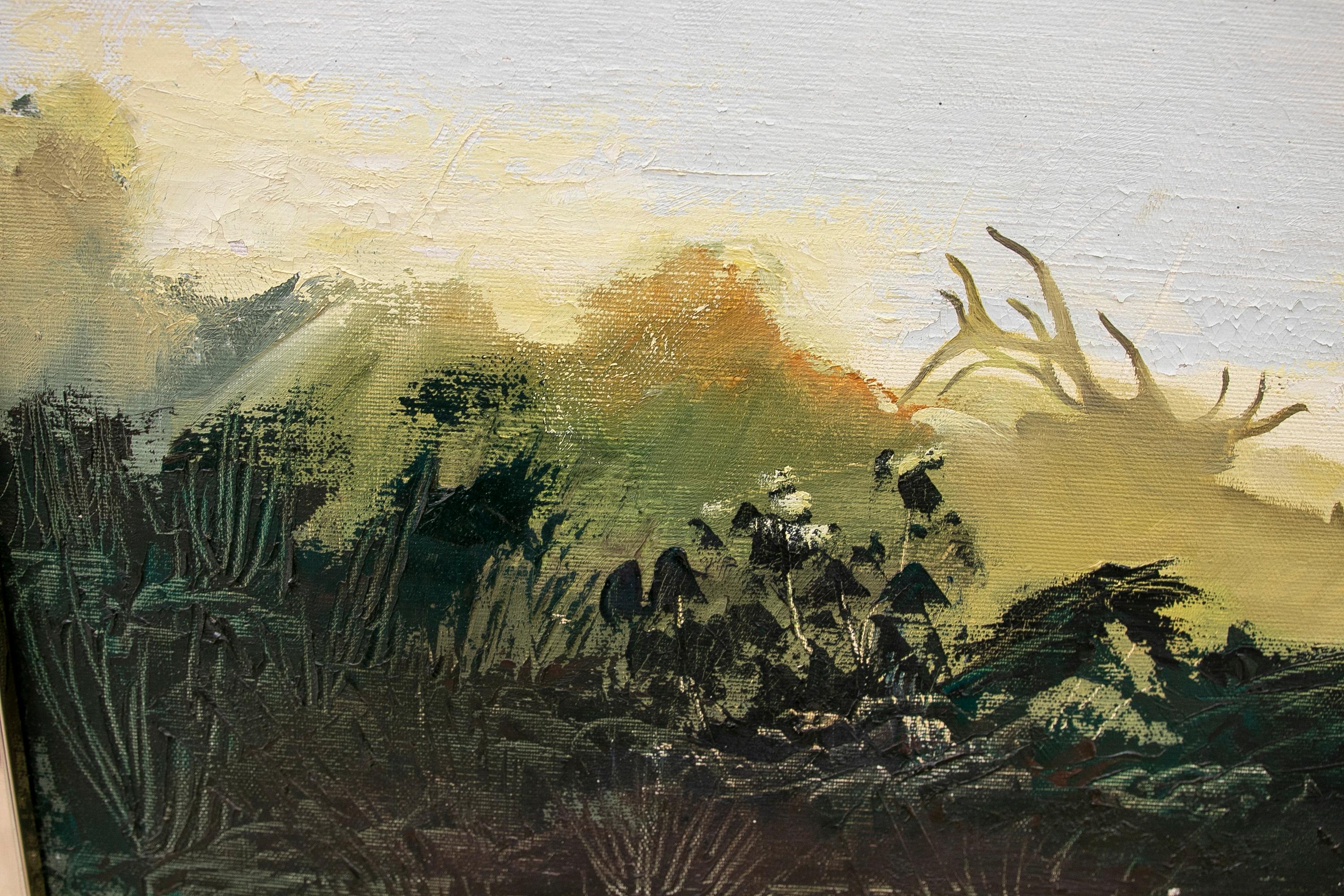 Pittura a olio su tela di Garcia de la Peña con Paesaggio e Cavallo in vendita 4