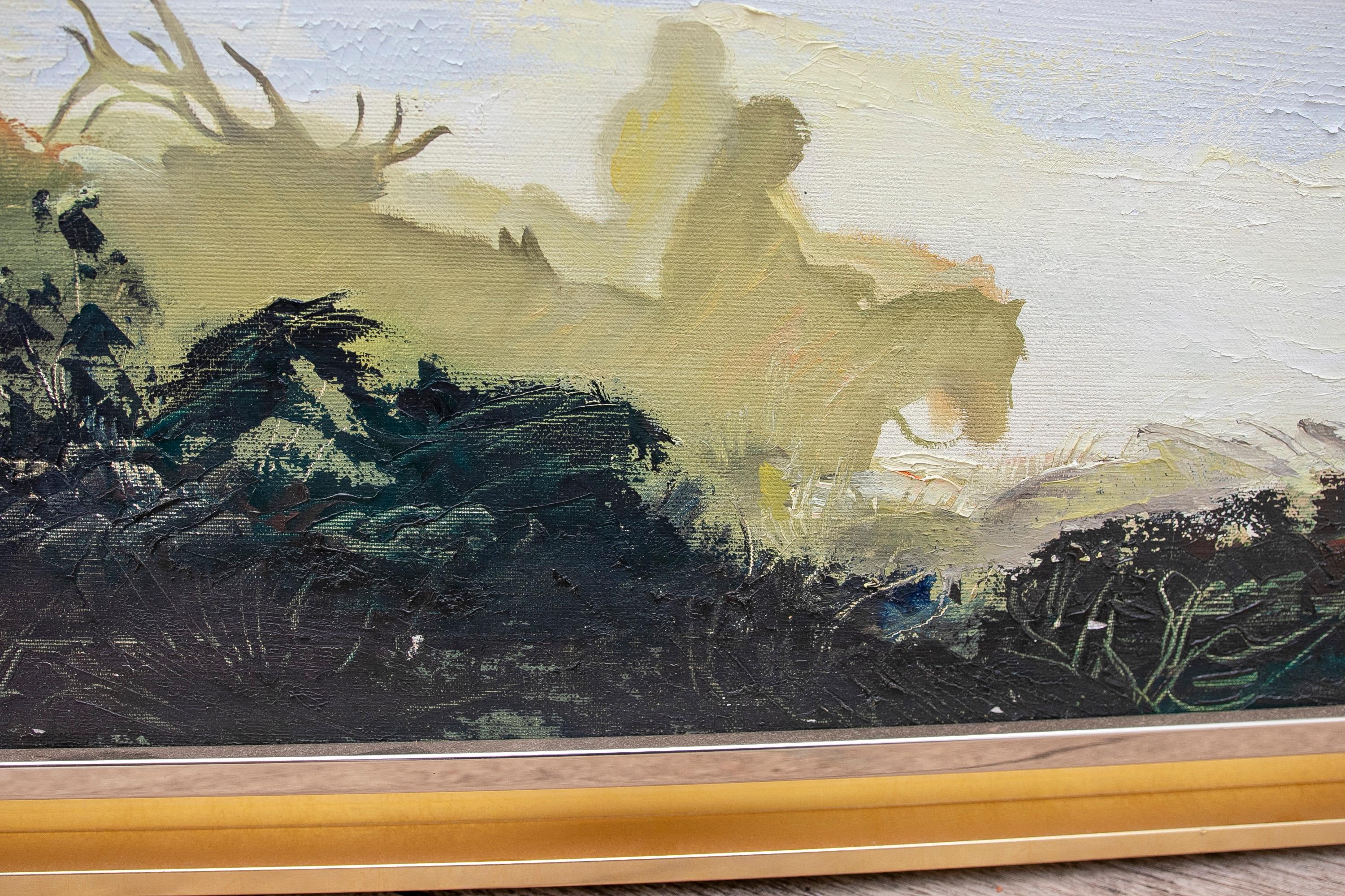 Pittura a olio su tela di Garcia de la Peña con Paesaggio e Cavallo in vendita 1
