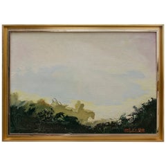 Peinture à l'huile sur toile de Garcia de la Peña avec paysage et cheval
