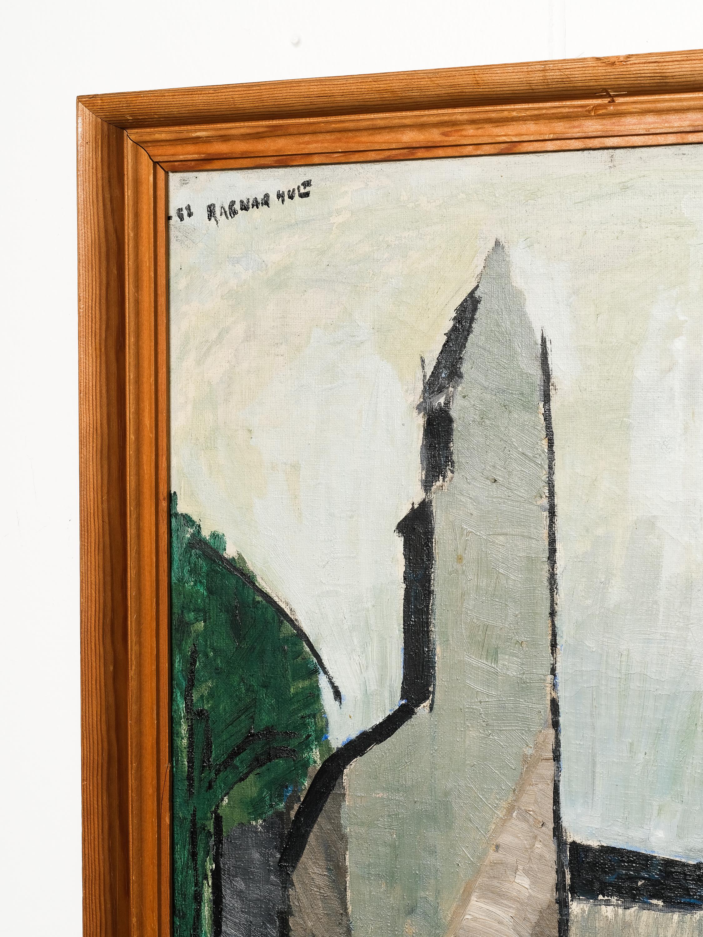 Scandinavo moderno Pittura a olio su tela di Ragnar Hult, Svezia in vendita