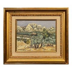 Oil Painting on Canvas by Yves BRAYER "The olive trees in the Alpilles"
