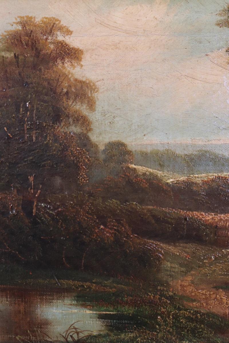 Pittura a olio su tela Paesaggio inglese, XIX secolo, firmata In condizioni buone in vendita a Casale Monferrato, IT