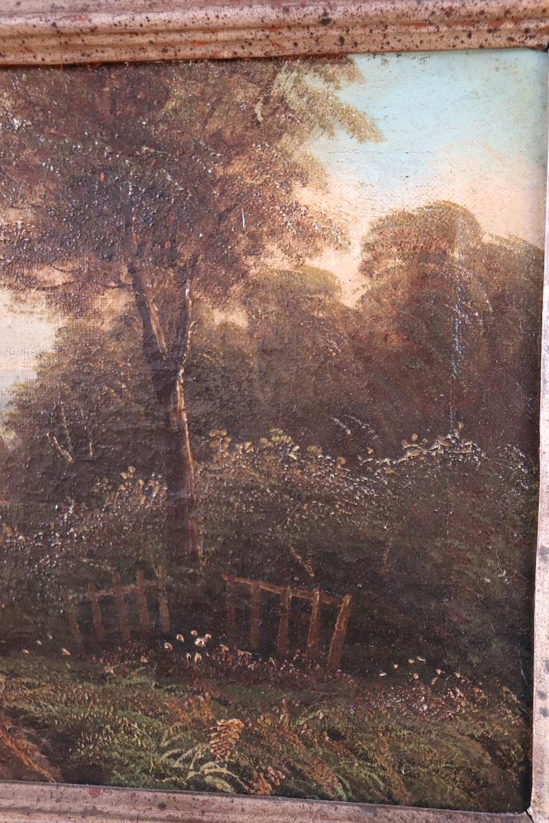 Pittura a olio su tela Paesaggio inglese, XIX secolo, firmata in vendita 1