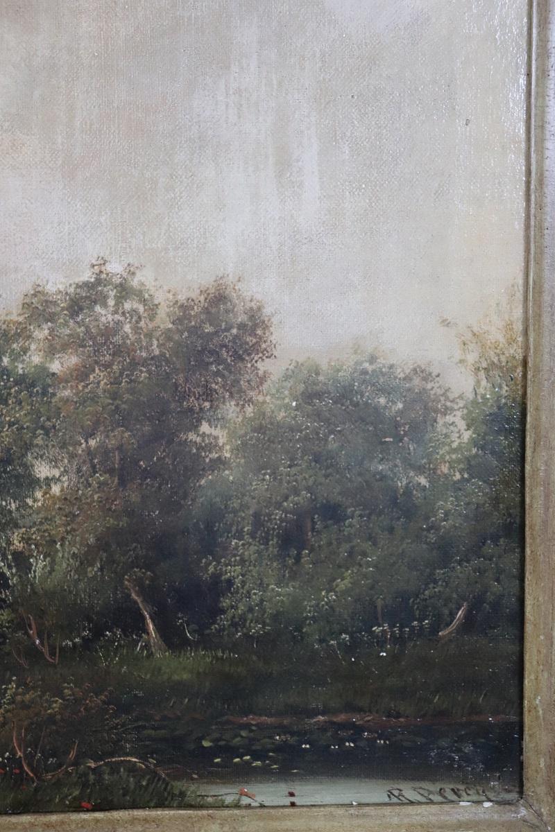 Tela Pittura a olio su tela Paesaggio inglese, fine XIX secolo in vendita