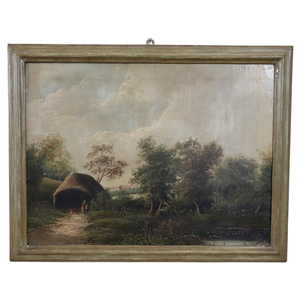 Oil Painting on Canvas English Landscape, Late 19th Century
