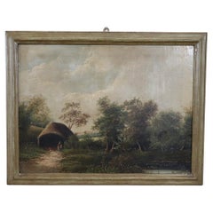 Oil Painting on Canvas English Landscape, Late 19th Century
