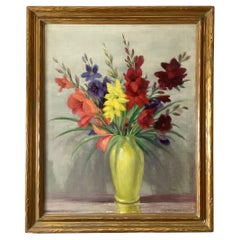 Peinture à l'huile sur toile "Flowers" de Gustave Wiegand (1870-1957)