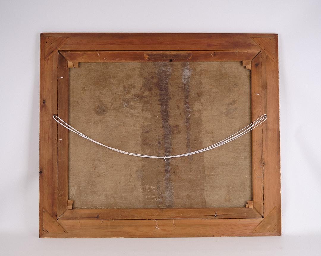 Mid-20th Century Oil Painting On Canvas In Gold Frame With Motif Of Woman From 1930s For Sale