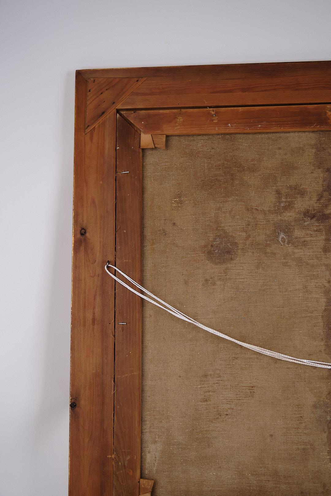 Oil Painting On Canvas In Gold Frame With Motif Of Woman From 1930s For Sale 2