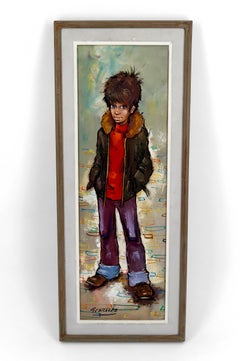 Oil Painting on Canvas, Little Boy, Antonio Collado Gonzalez, Circa 1970