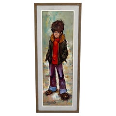 Oil Painting on Canvas, Little Boy, Antonio Collado Gonzalez, Circa 1970