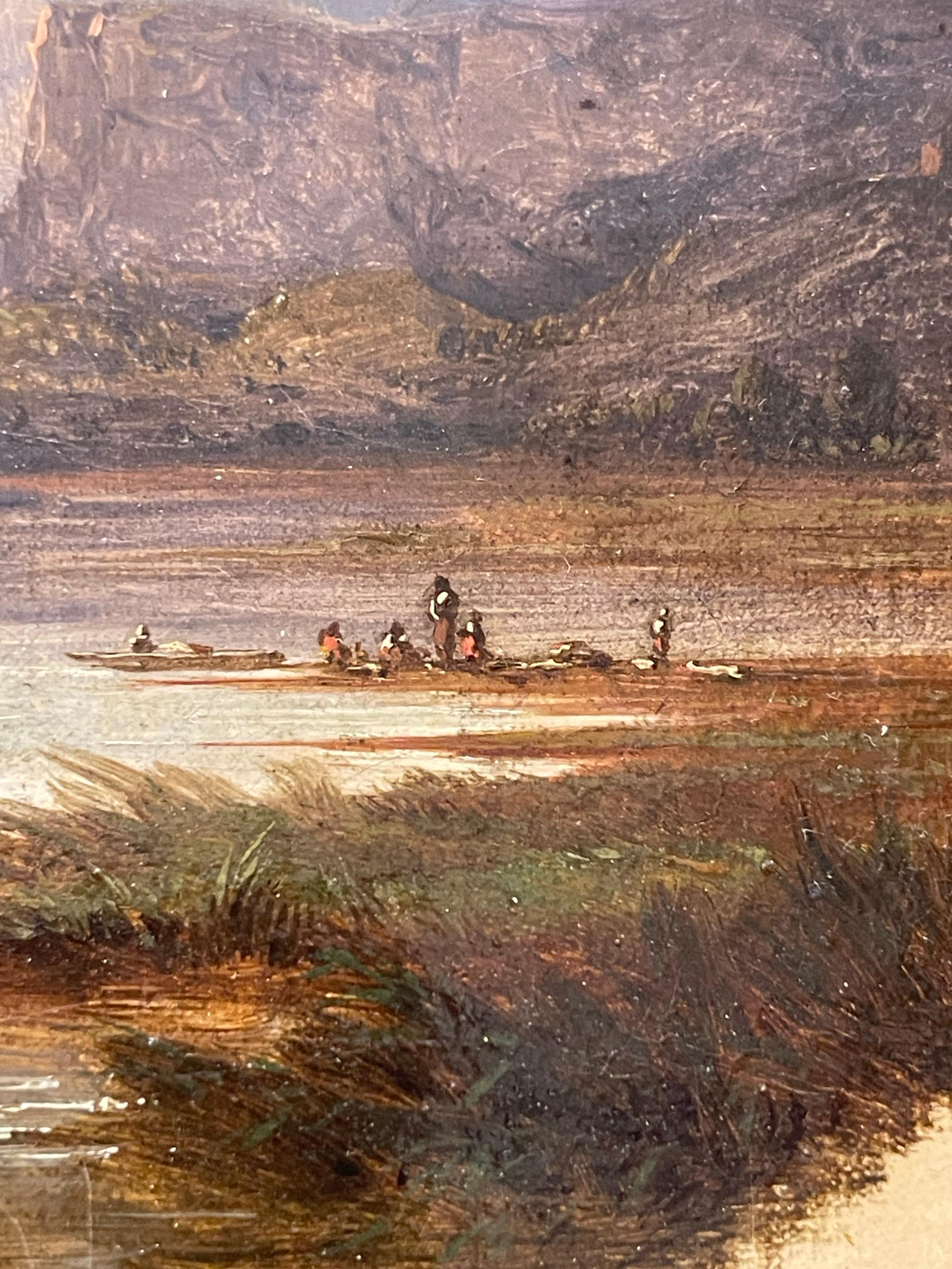 French Oil Painting on Canvas Mountain Landscape Signed Andre France Late 19th For Sale
