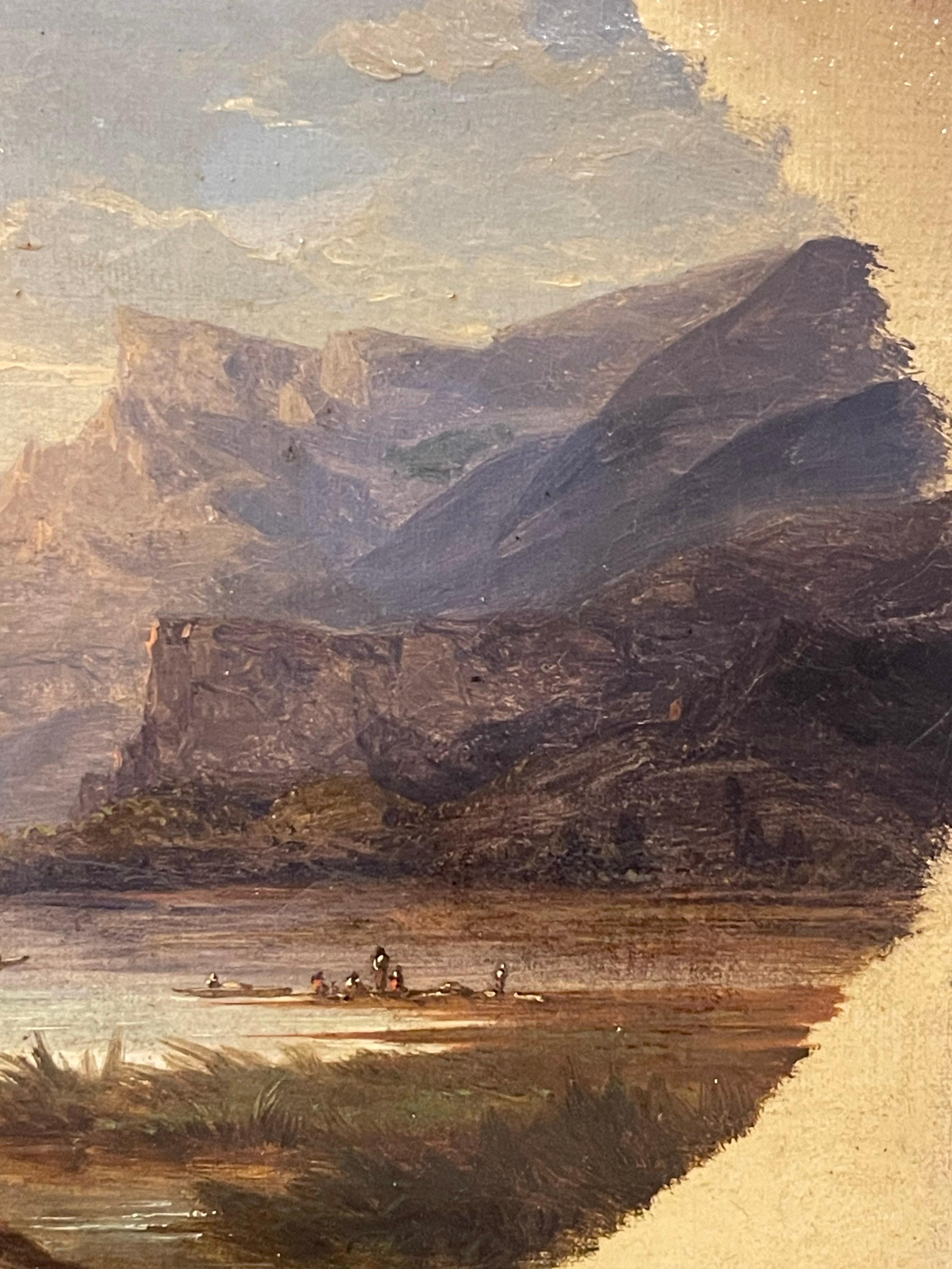 19th Century Oil Painting on Canvas Mountain Landscape Signed Andre France Late 19th For Sale
