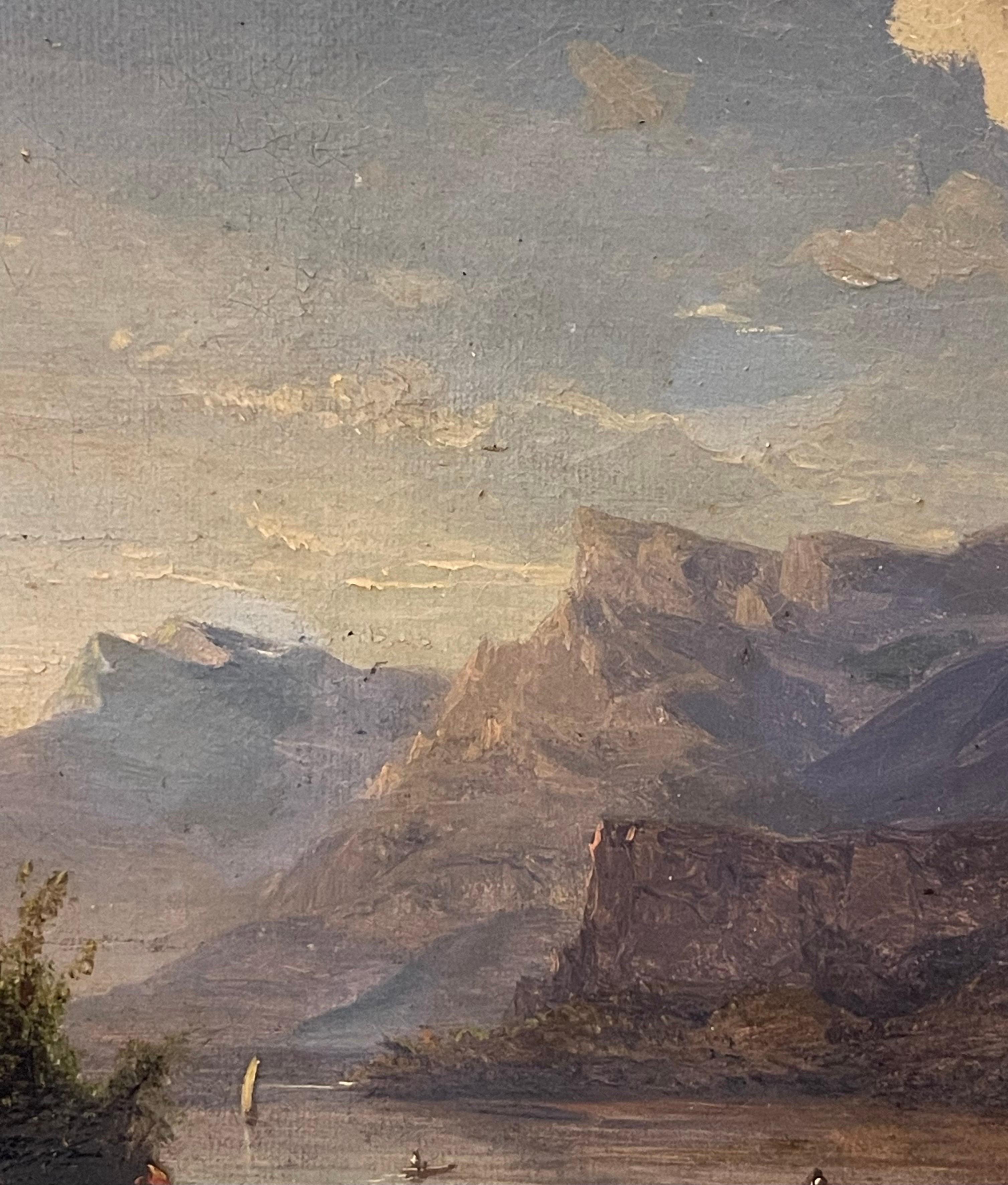 Oil Painting on Canvas Mountain Landscape Signed Andre France Late 19th For Sale 1