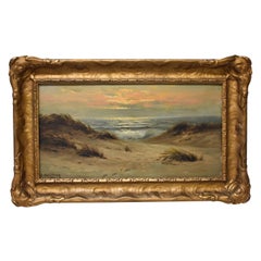 n. hagerup artist Oil Painting On Canvas N. Hagerup Seascape and Dunes 1864-1922