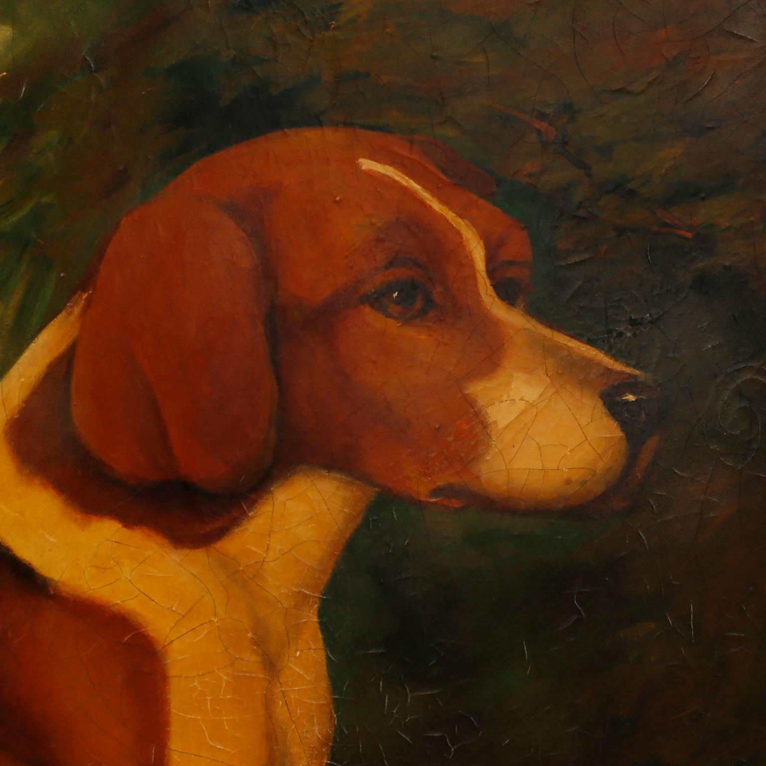 Victorian Oil Painting on Canvas of a Beagle by Reginald Baxter