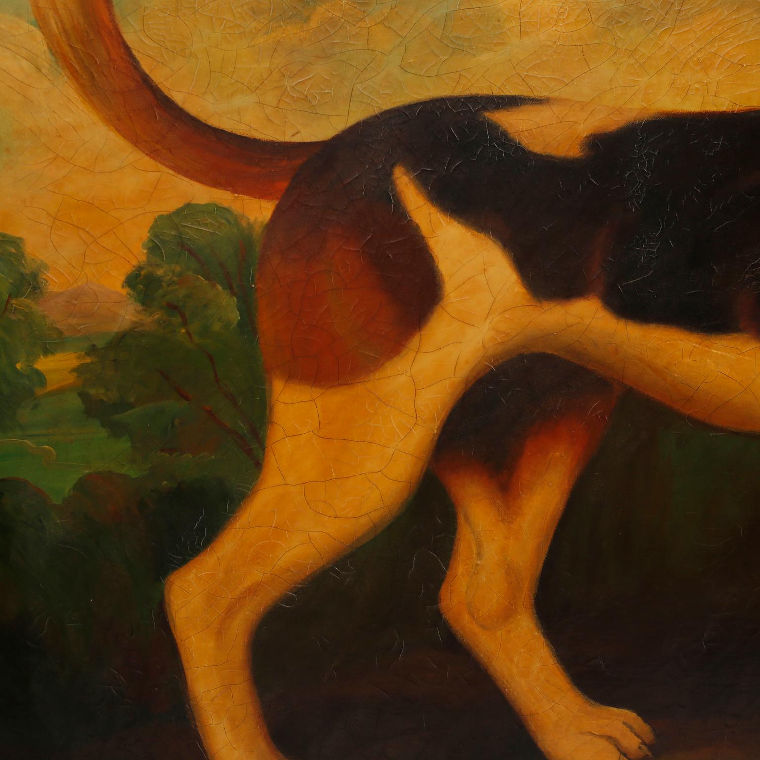 American Oil Painting on Canvas of a Beagle by Reginald Baxter