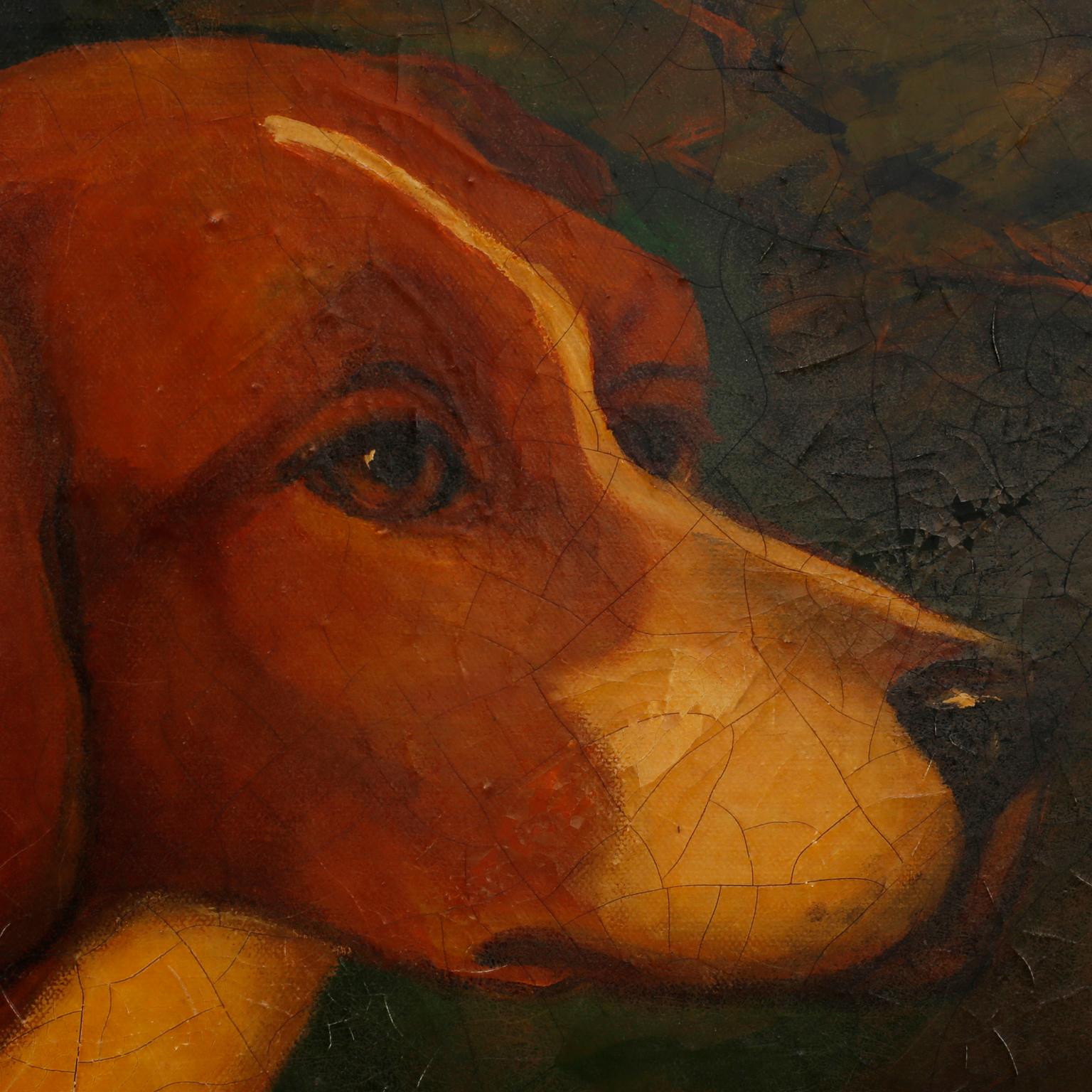 Oil Painting on Canvas of a Beagle by Reginald Baxter In Good Condition In Palm Beach, FL