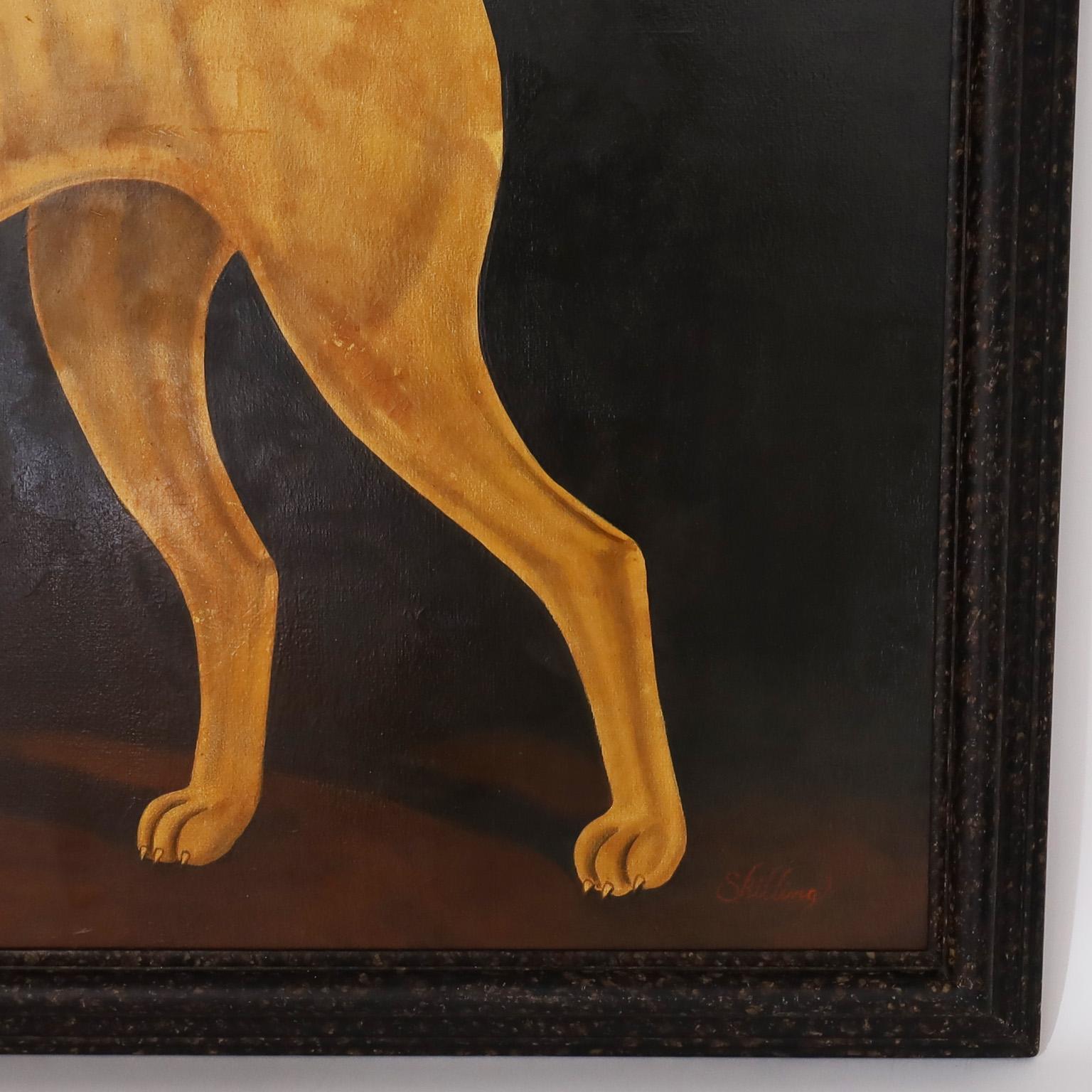 American Oil Painting on Canvas of a Dog by William Skilling For Sale