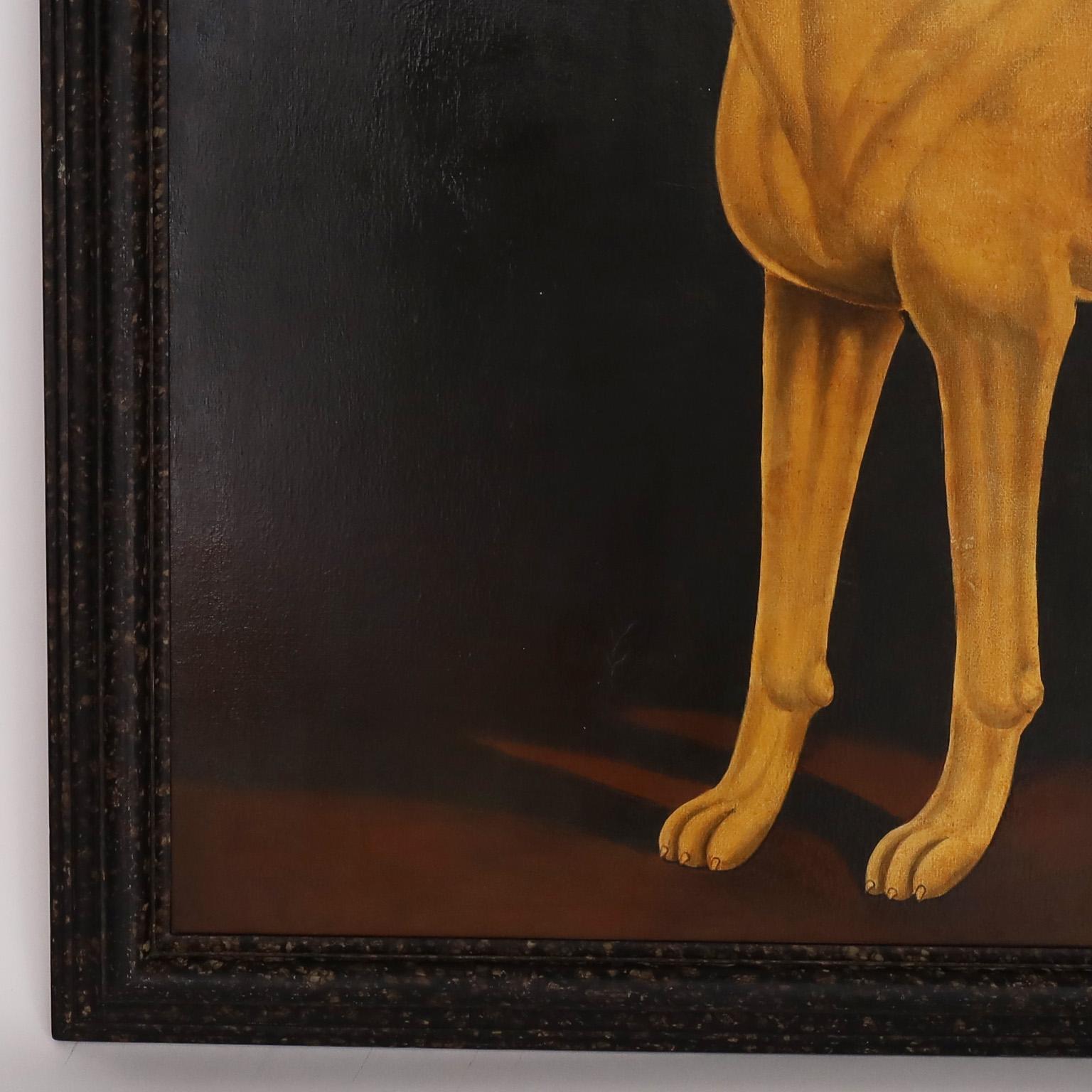 Oiled Oil Painting on Canvas of a Dog by William Skilling For Sale