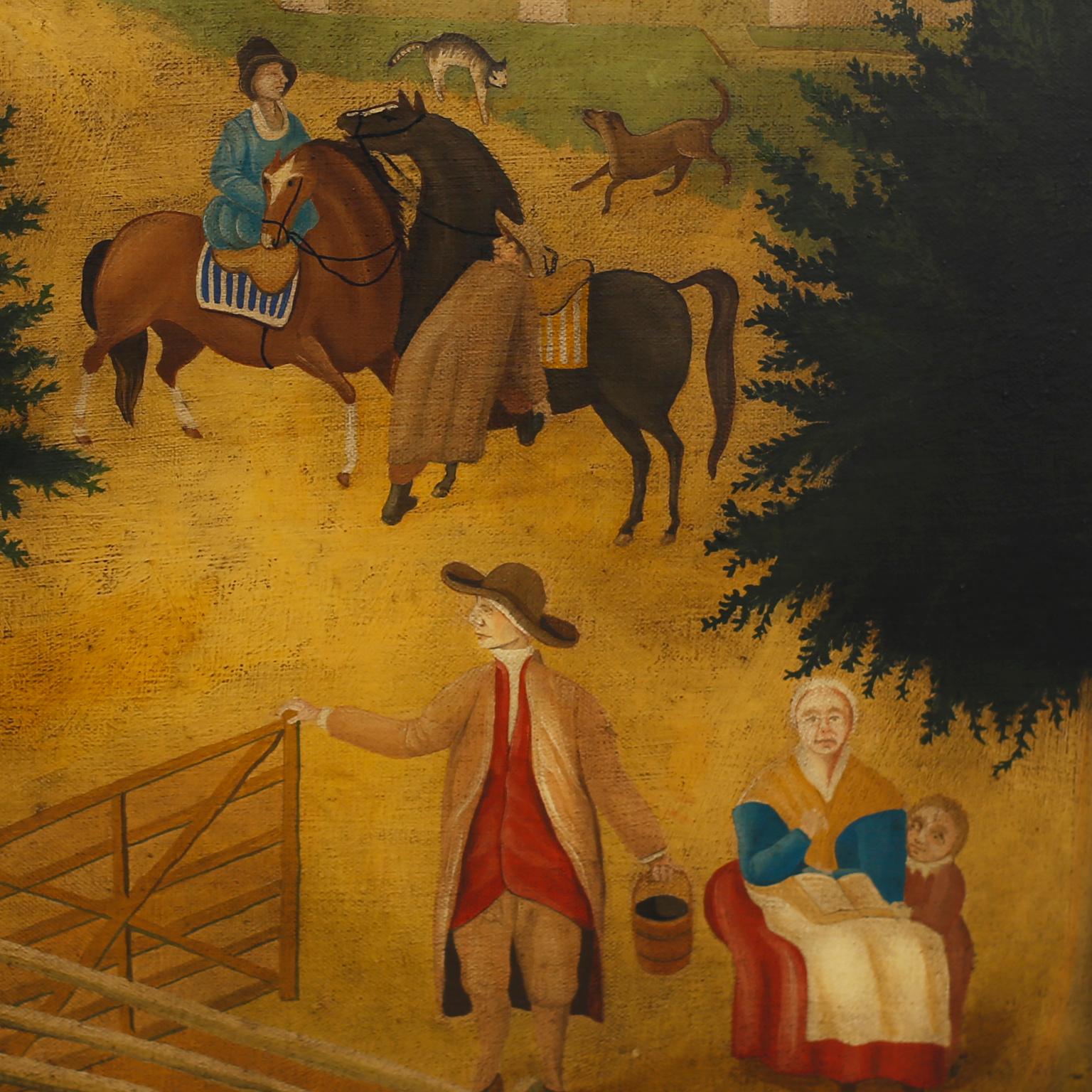 Oiled Oil Painting on Canvas of a Farm Scene