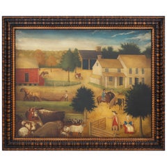 Oil Painting on Canvas of a Farm Scene