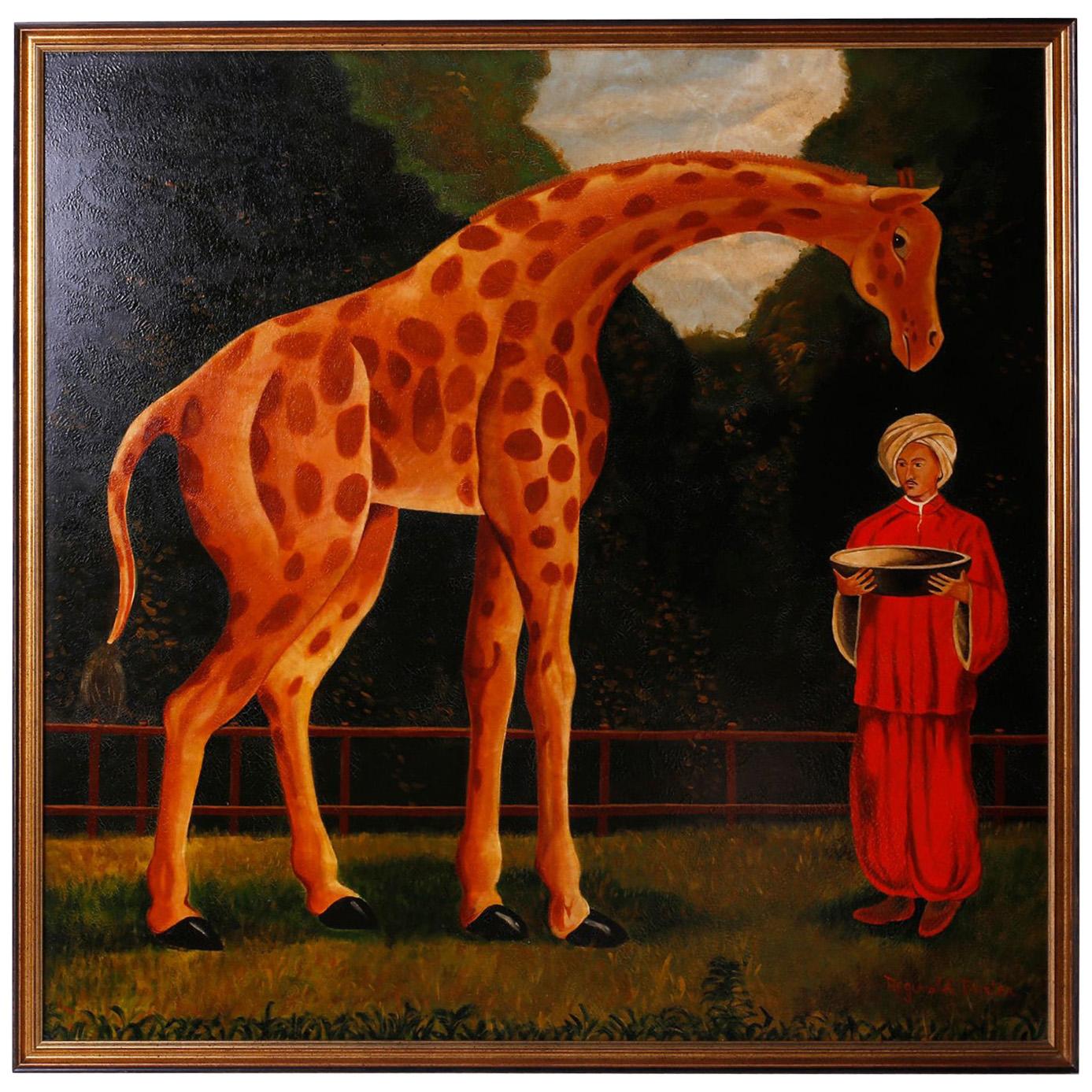 Oil Painting on Canvas of a Giraffe by Reginald Baxter