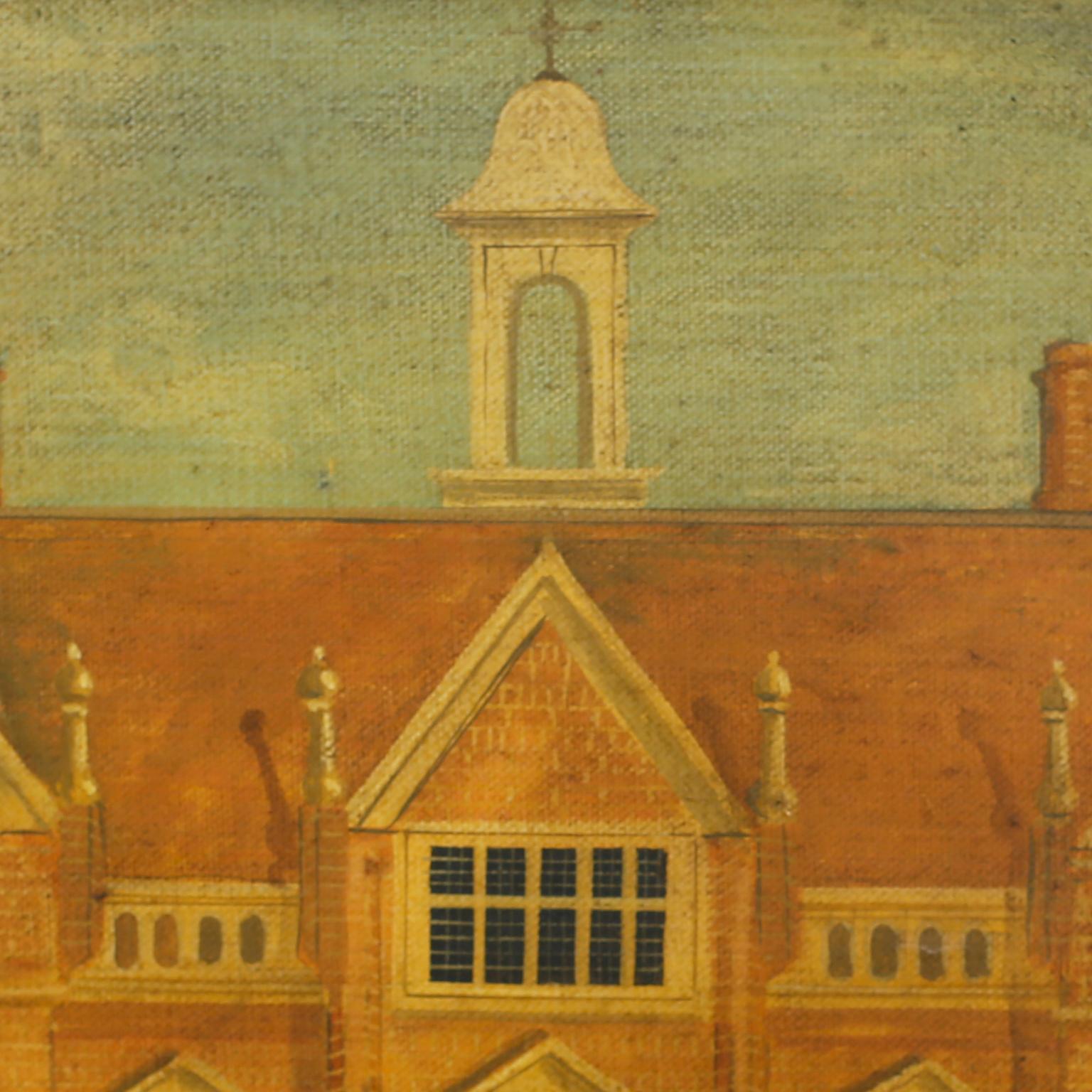 Artisanat Peinture à l'huile sur toile d'un bâtiment du XVIe siècle en vente