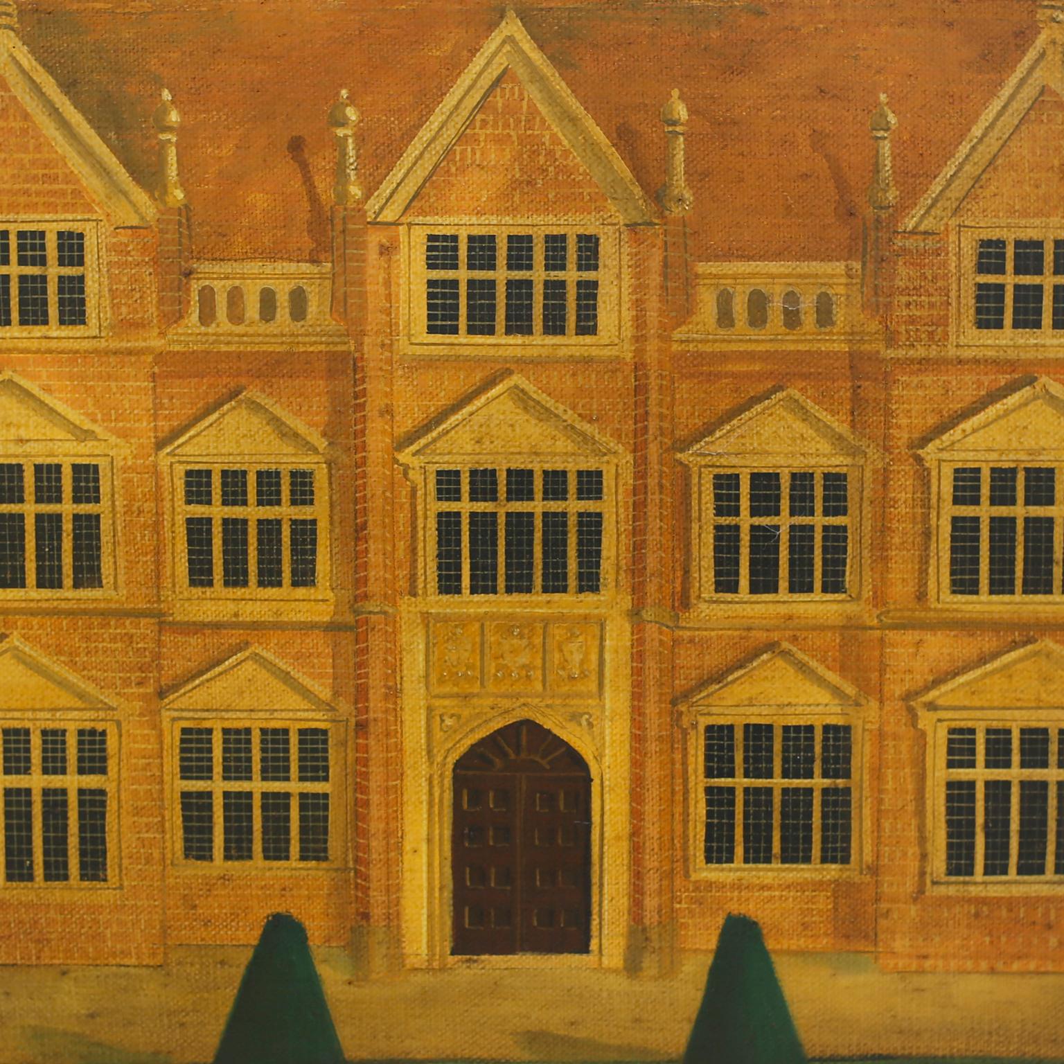 Oiled Oil Painting on Canvas of a 16th Century Building For Sale