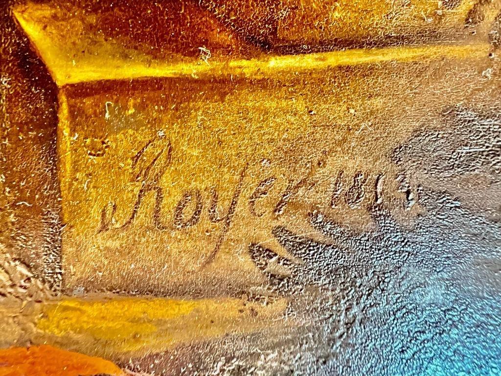 Ölgemälde auf Leinwand einer antiken Szene, Marouflagiert auf Holz, signiert Royer (Geölt) im Angebot