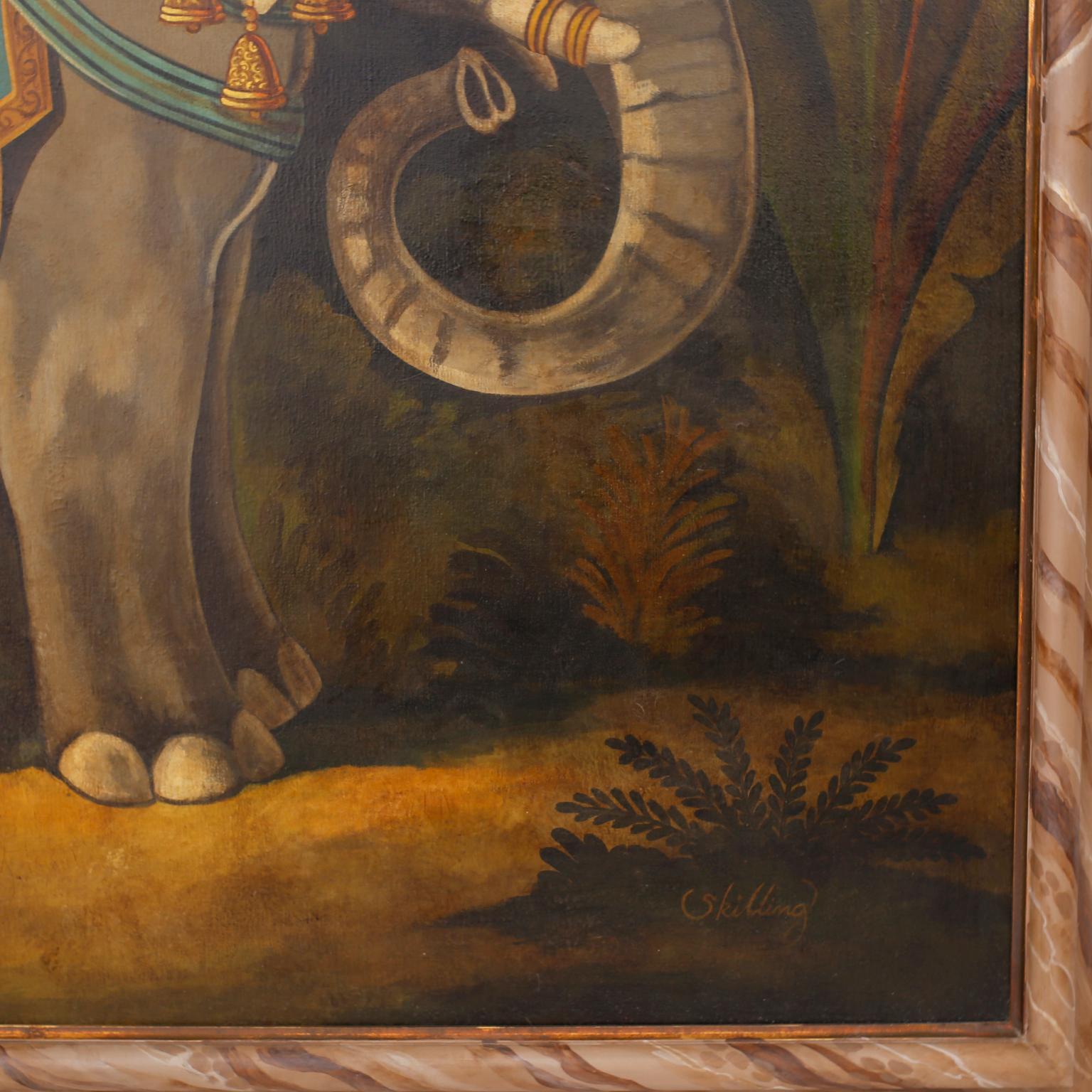 American Oil Painting on Canvas of an Elephant by William Skilling