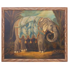 Vintage Oil Painting on Canvas of an Elephant by William Skilling