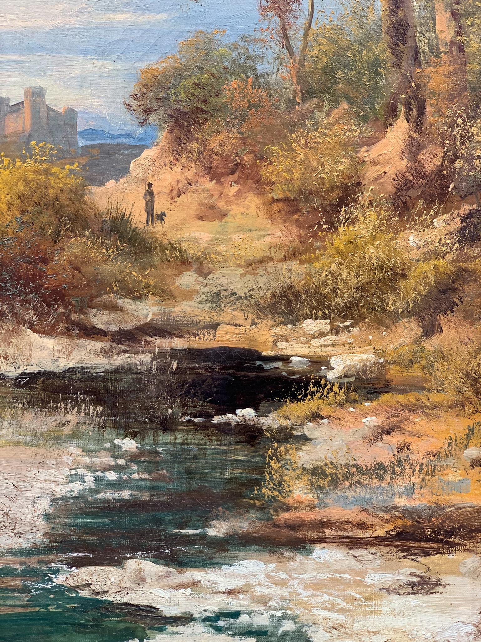 Italian Oil Painting on Canvas of Autumn Landscape by Henry Markò, Early XX Century For Sale