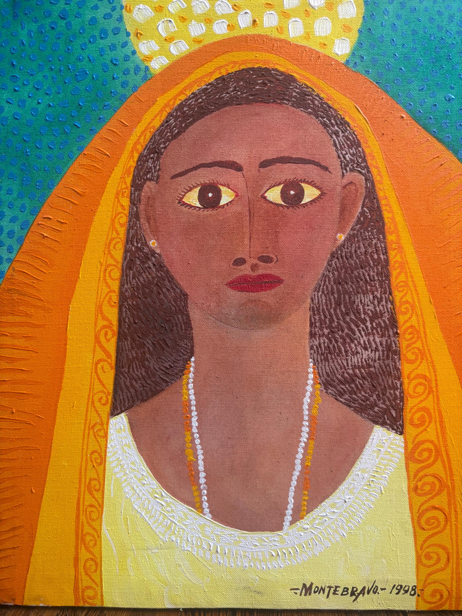 Oil painting on canvas of a female portrait, created by José García Montebravo in 1998.

Ø cm 30 h cm 36

José García Montebravo (October 15, 1953 - July 9, 2010) was a self-taught Cuban artist, originally from Cienfuegos. He is known for his