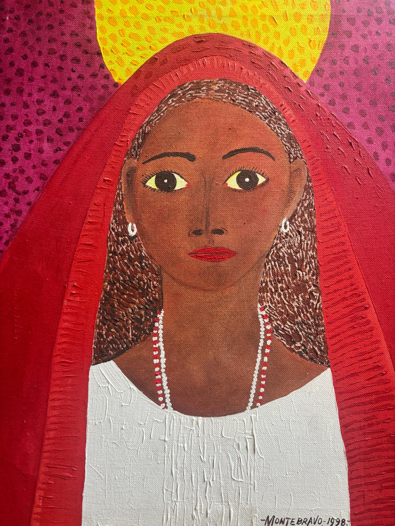 Mid-Century Modern Oil Painting on Canvas of Female Portrait by José García Montebravo from 1998