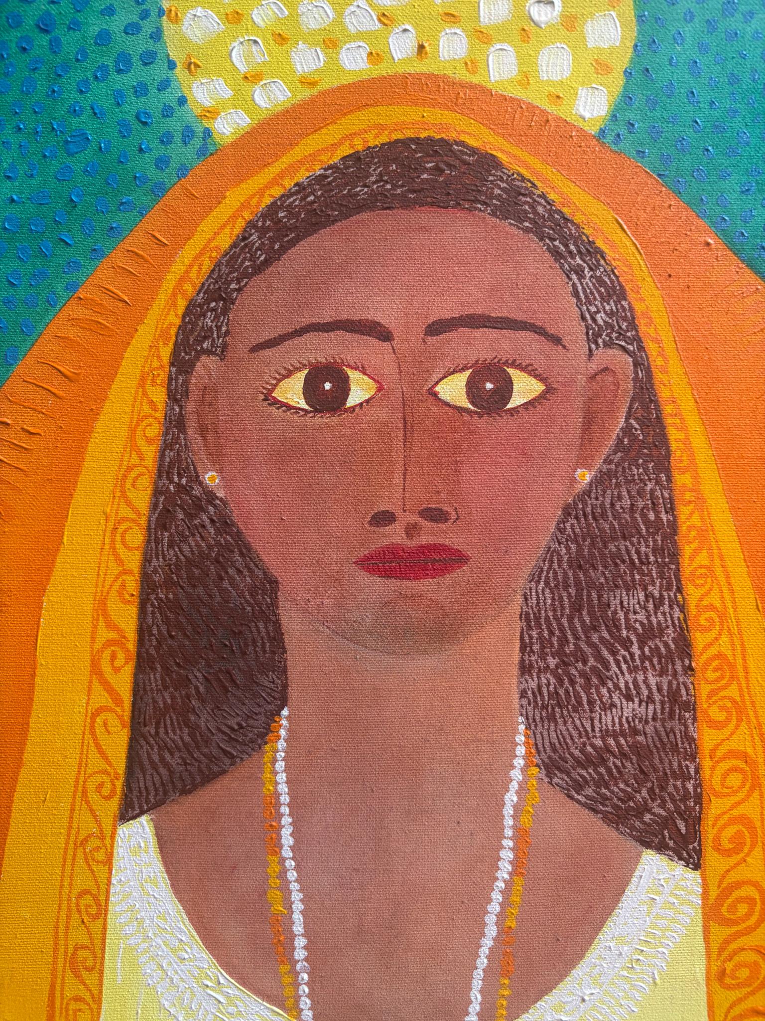 Mid-Century Modern Oil Painting on Canvas of Female Portrait by José García Montebravo from 1998 For Sale